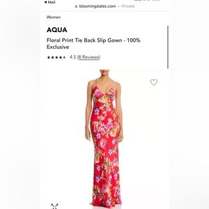 AQUA Floral Print Tie Back Slip Gown - size 8